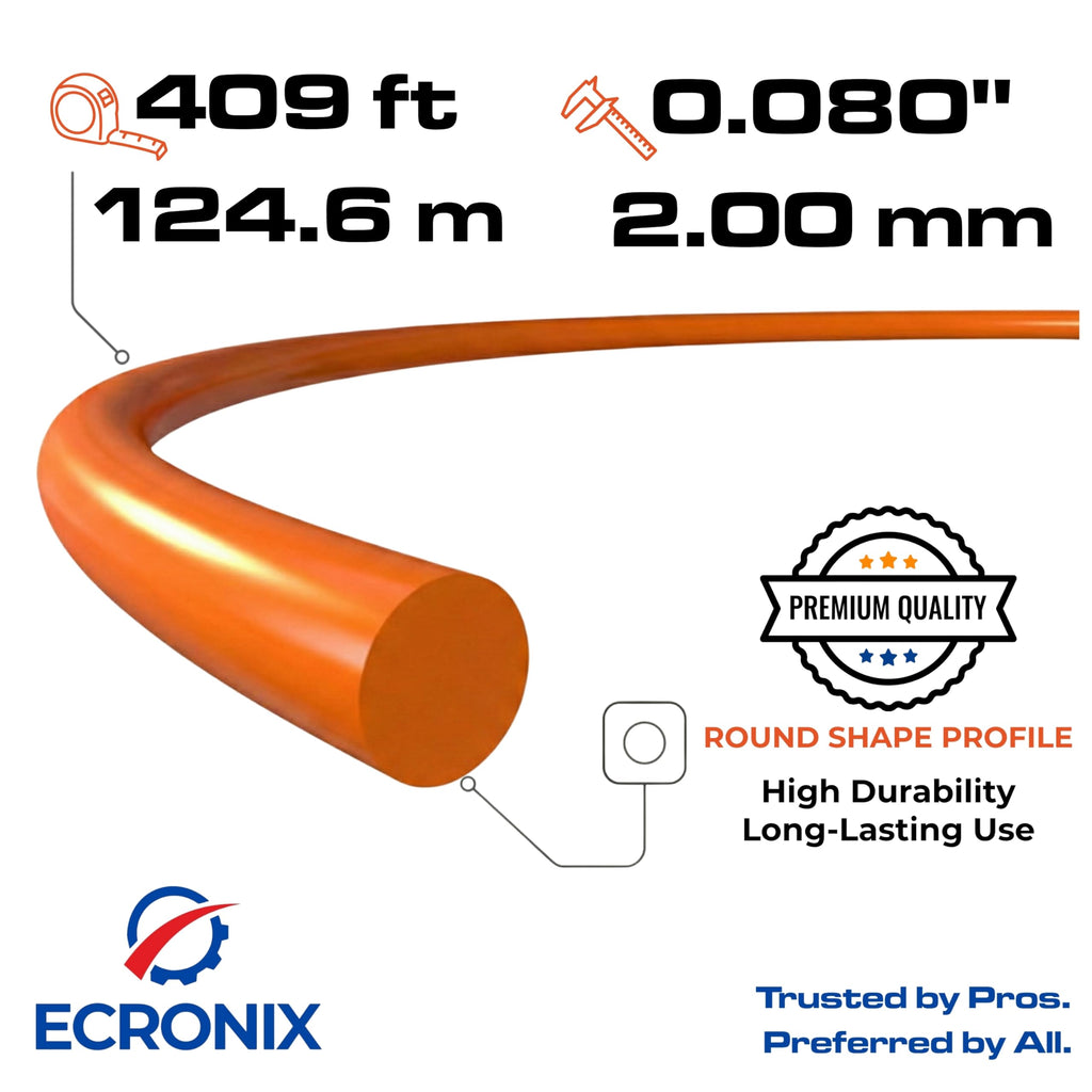 .080" Round Trimmer Line (409 ft / 1 lb Donut Spool) - All-Purpose Weed Wacker String & Weed Eater Line for Gas & Battery Trimmers - Smooth Feed Replacement Cord - Free Cutter Included