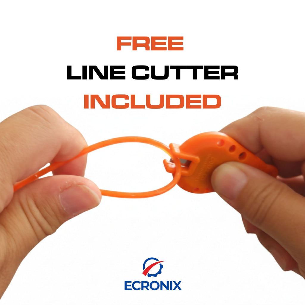 ECRONIX .095" Square Trimmer Line - 5 lb Jumbo Spool (1364 ft) - Professional Commercial Grade String for Gas & Battery Trimmers - High-Visibility Orange - Includes Free Line Cutter