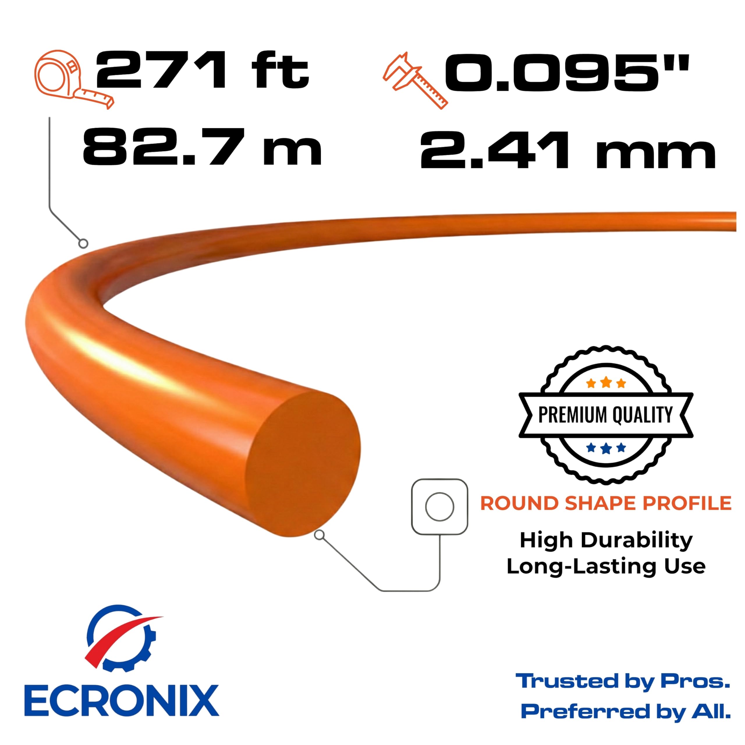.080" Round Trimmer Line (409 ft / 1 lb Donut Spool) - All-Purpose Weed Wacker String & Weed Eater Line for Gas & Battery Trimmers - Smooth Feed Replacement Cord - Free Cutter Included