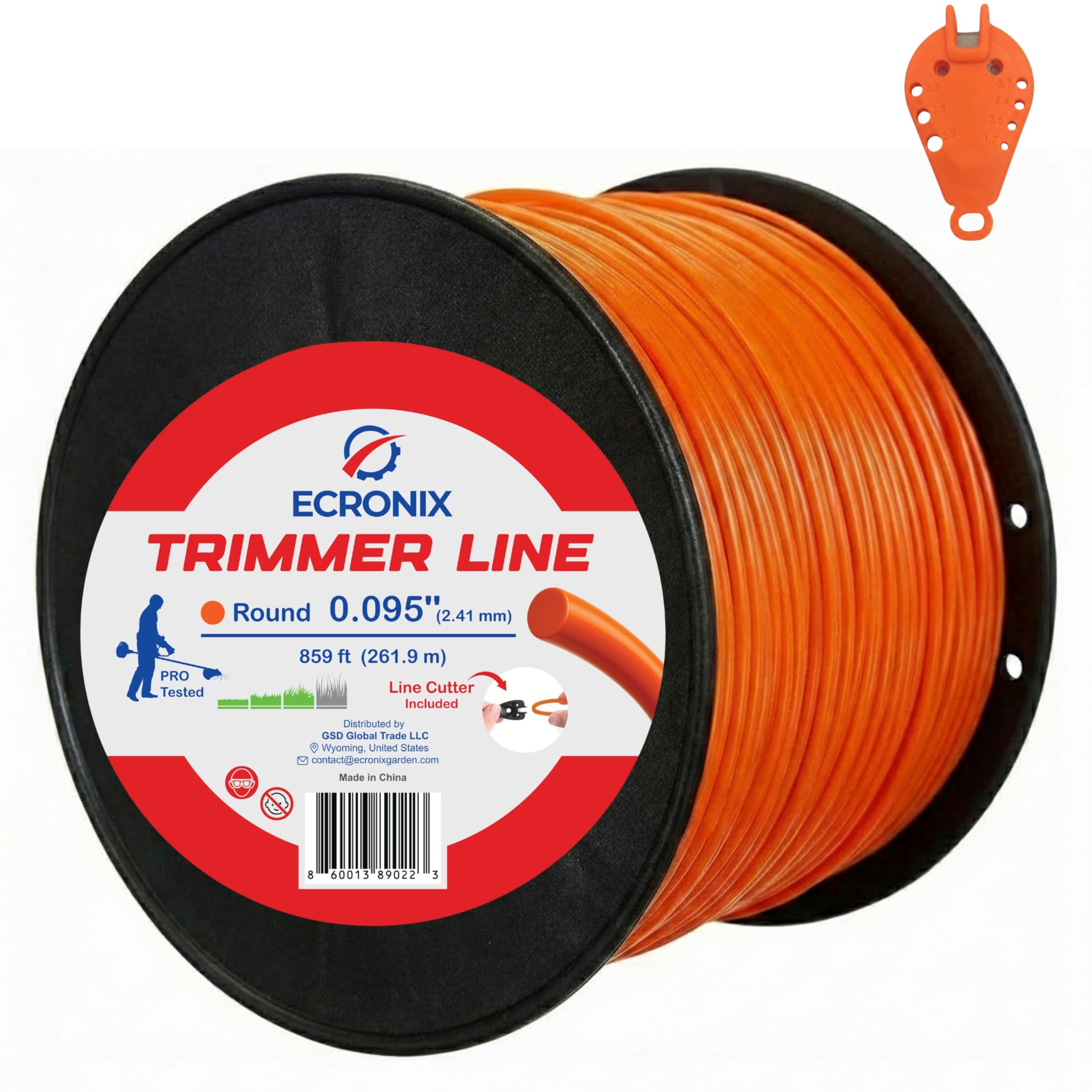 .080" Round Trimmer Line (409 ft / 1 lb Donut Spool) - All-Purpose Weed Wacker String & Weed Eater Line for Gas & Battery Trimmers - Smooth Feed Replacement Cord - Free Cutter Included