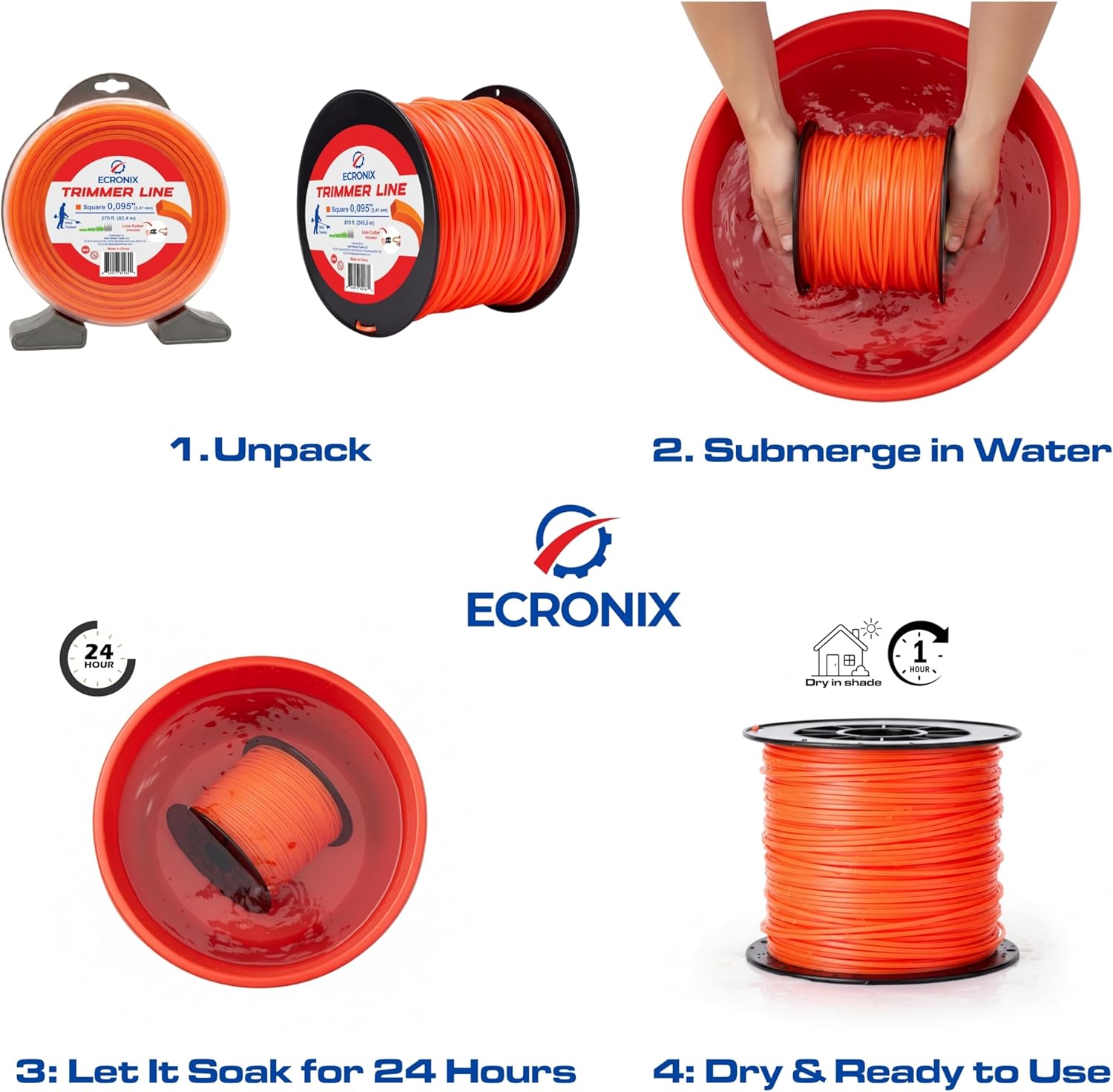 .095" Round Twist Trimmer Line (362 ft / 1 lb Donut Spool) - Heavy Duty Weed Wacker String & Weed Eater Line for Gas, Electric & Battery Trimmers - Quiet, Aerodynamic - Free Cutter Included