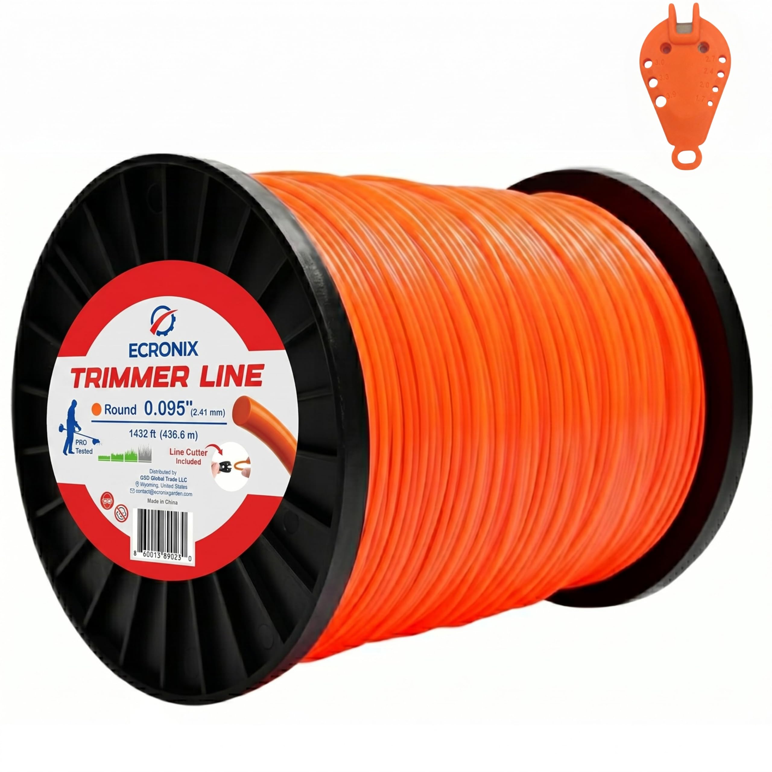 .080" Round Trimmer Line (409 ft / 1 lb Donut Spool) - All-Purpose Weed Wacker String & Weed Eater Line for Gas & Battery Trimmers - Smooth Feed Replacement Cord - Free Cutter Included