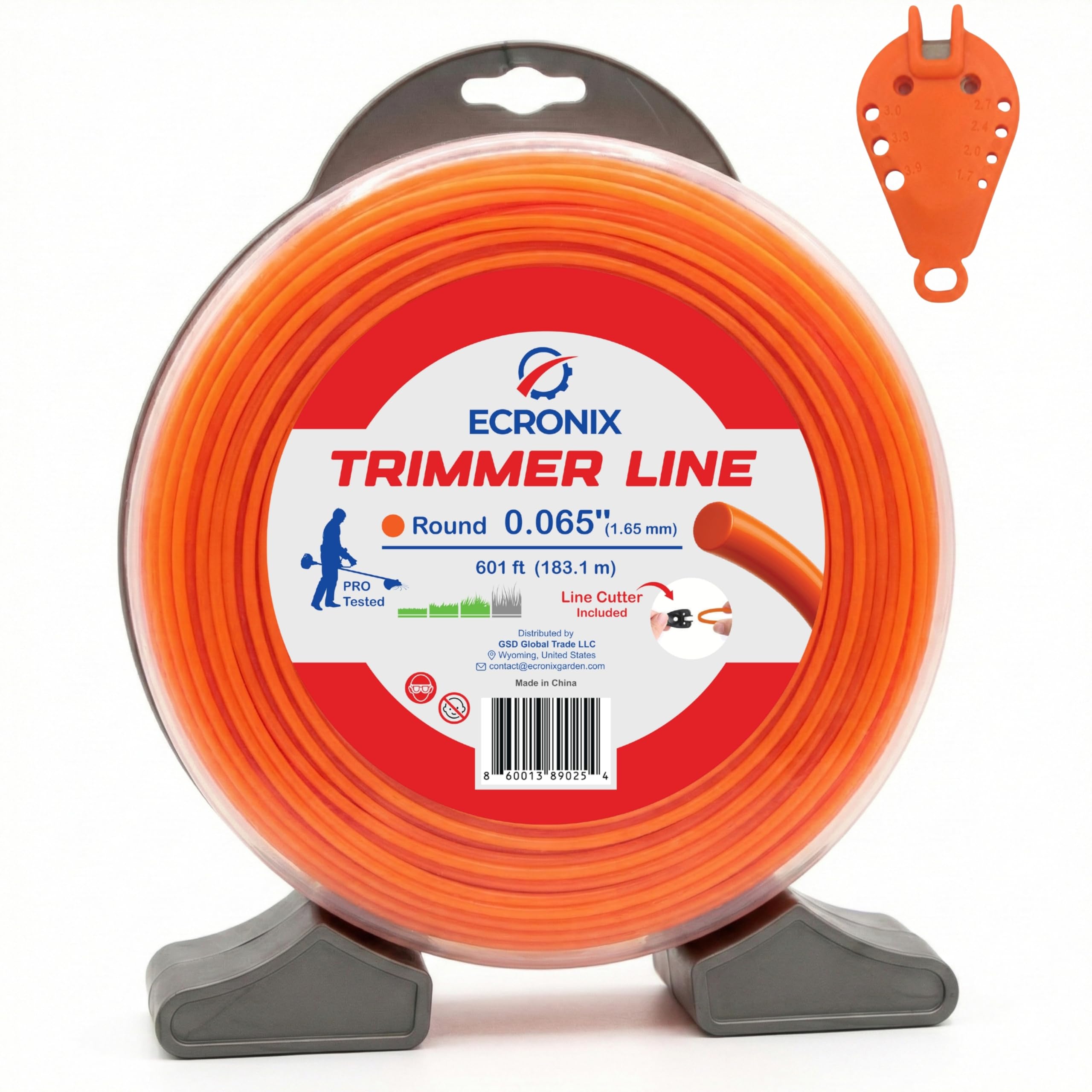 .080" Round Trimmer Line (409 ft / 1 lb Donut Spool) - All-Purpose Weed Wacker String & Weed Eater Line for Gas & Battery Trimmers - Smooth Feed Replacement Cord - Free Cutter Included
