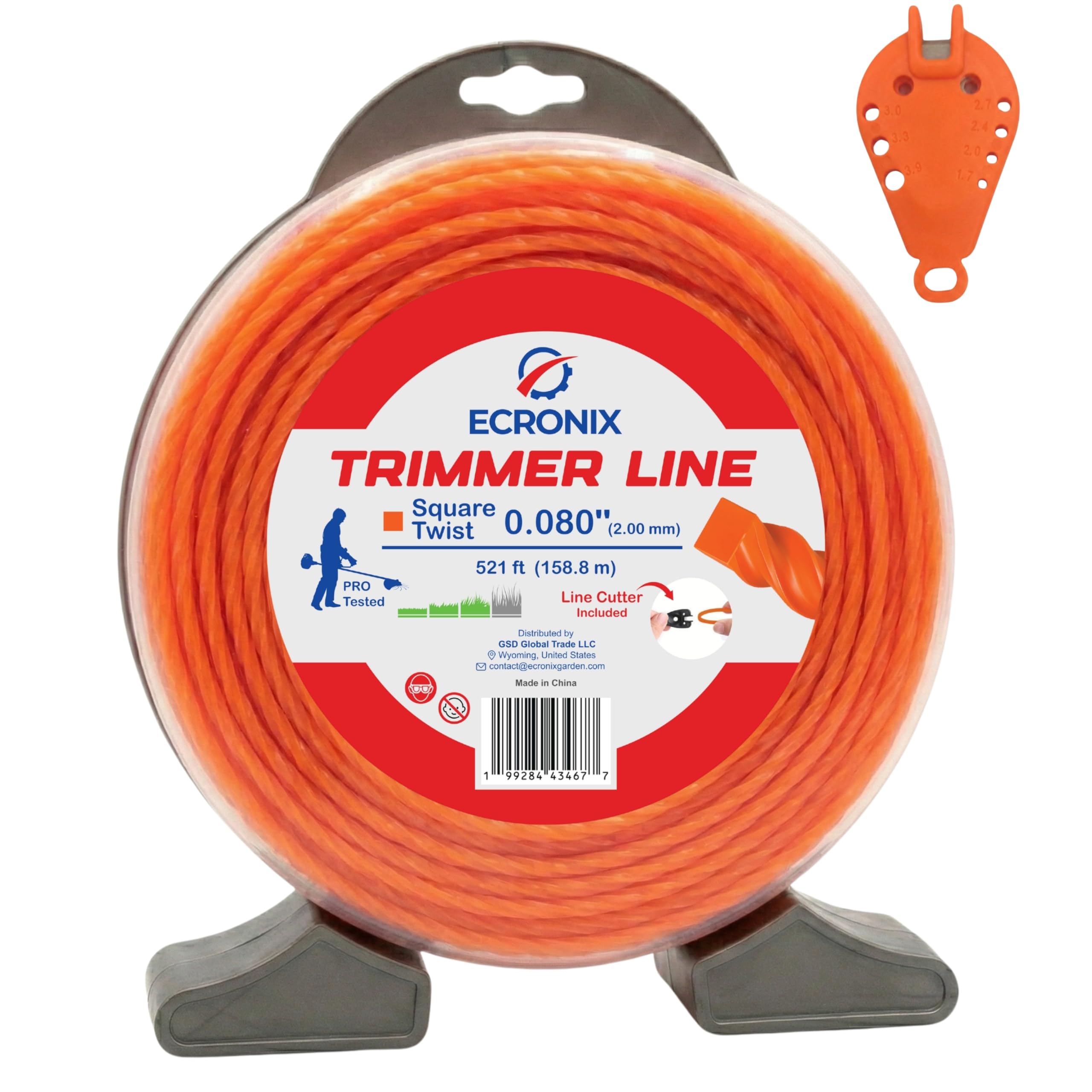 .095" Square Twist Trimmer Line (362 ft / 1 lb Donut Spool) - Heavy Duty & Low Noise Weed Wacker String & Weed Eater Line - Aerodynamic Cord for Gas & Battery Trimmers - Free Cutter