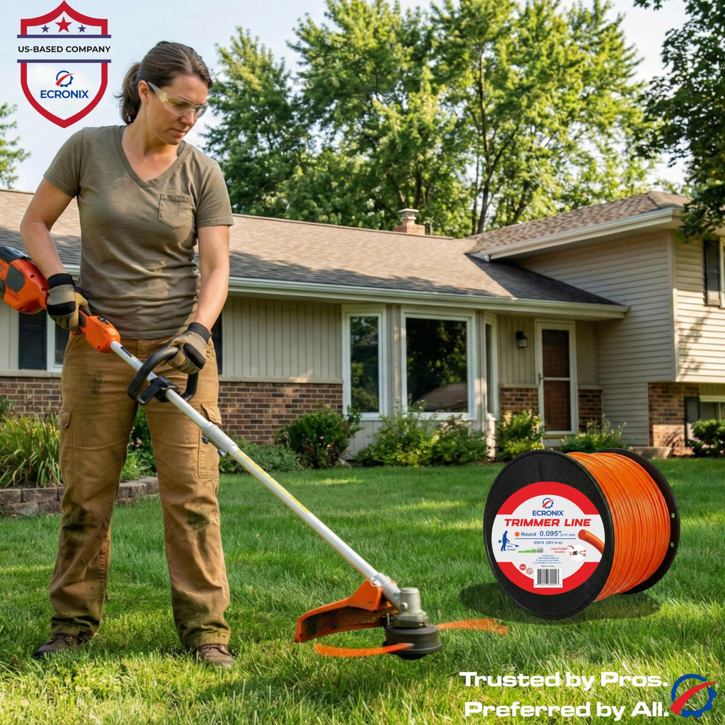 .080" Round Trimmer Line (409 ft / 1 lb Donut Spool) - All-Purpose Weed Wacker String & Weed Eater Line for Gas & Battery Trimmers - Smooth Feed Replacement Cord - Free Cutter Included