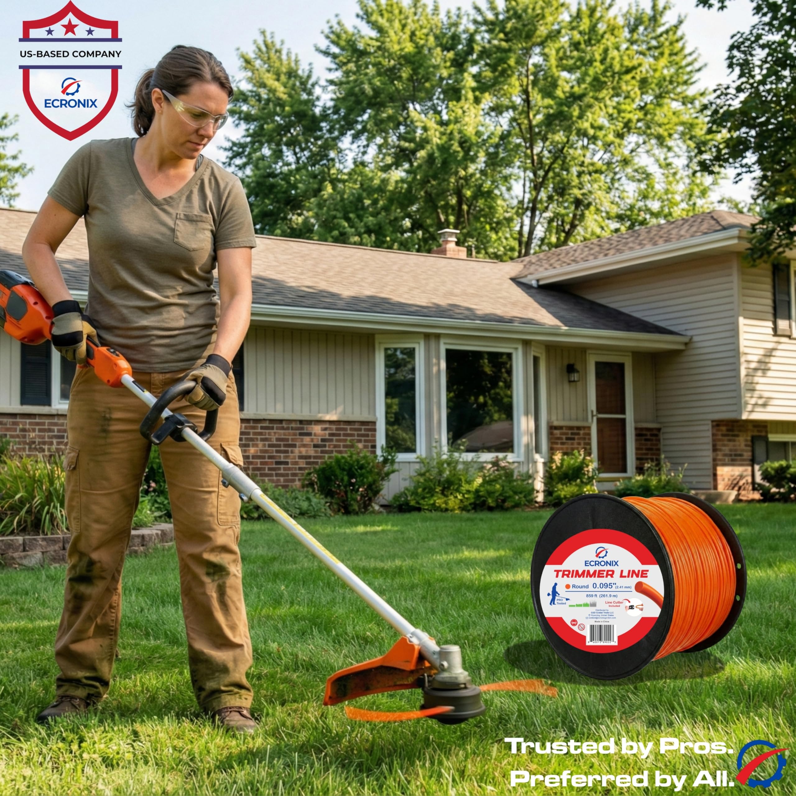 .080" Round Trimmer Line (409 ft / 1 lb Donut Spool) - All-Purpose Weed Wacker String & Weed Eater Line for Gas & Battery Trimmers - Smooth Feed Replacement Cord - Free Cutter Included