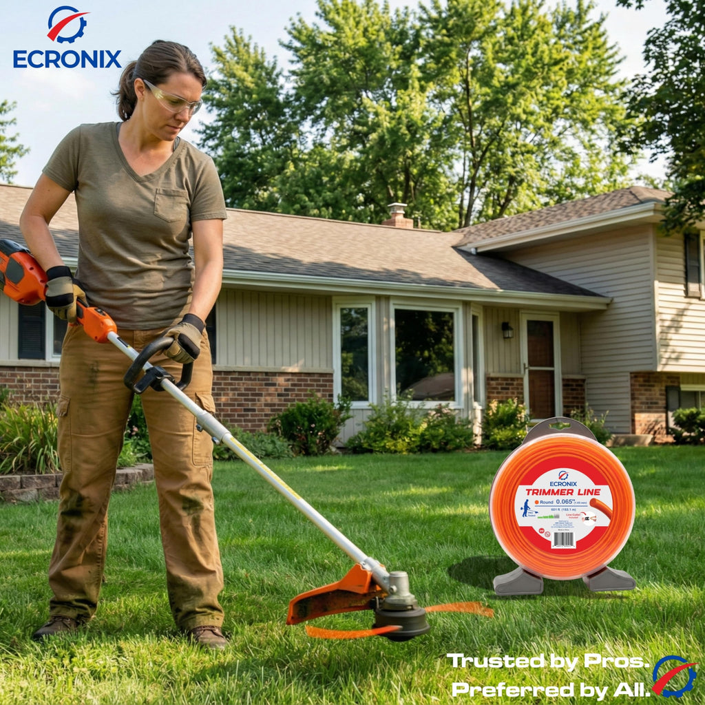 .080" Round Trimmer Line (409 ft / 1 lb Donut Spool) - All-Purpose Weed Wacker String & Weed Eater Line for Gas & Battery Trimmers - Smooth Feed Replacement Cord - Free Cutter Included