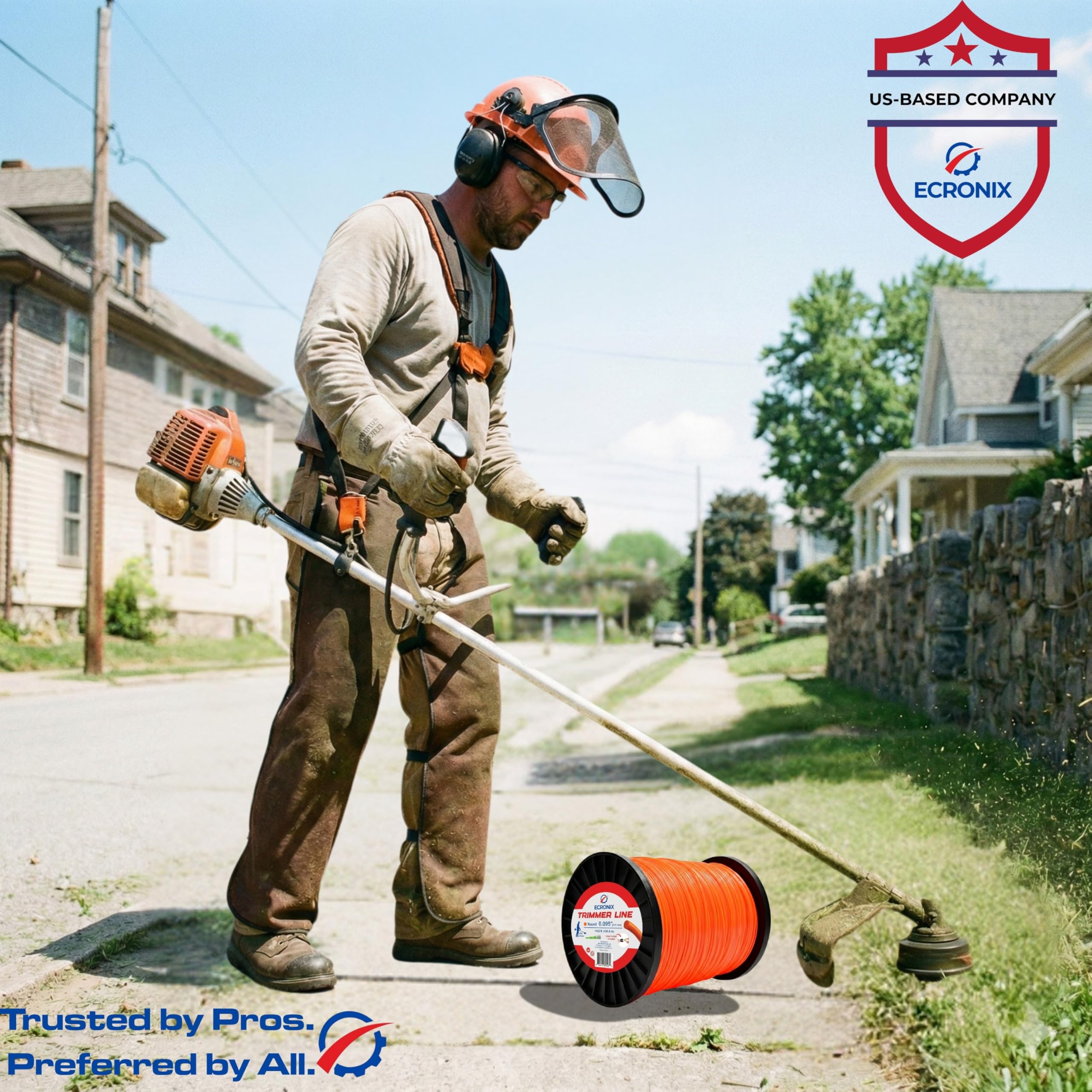 .080" Round Trimmer Line (409 ft / 1 lb Donut Spool) - All-Purpose Weed Wacker String & Weed Eater Line for Gas & Battery Trimmers - Smooth Feed Replacement Cord - Free Cutter Included