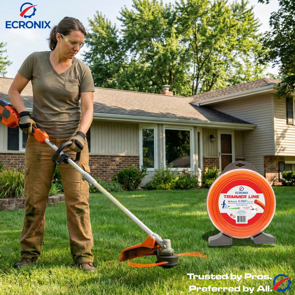 .080" Round Trimmer Line (409 ft / 1 lb Donut Spool) - All-Purpose Weed Wacker String & Weed Eater Line for Gas & Battery Trimmers - Smooth Feed Replacement Cord - Free Cutter Included
