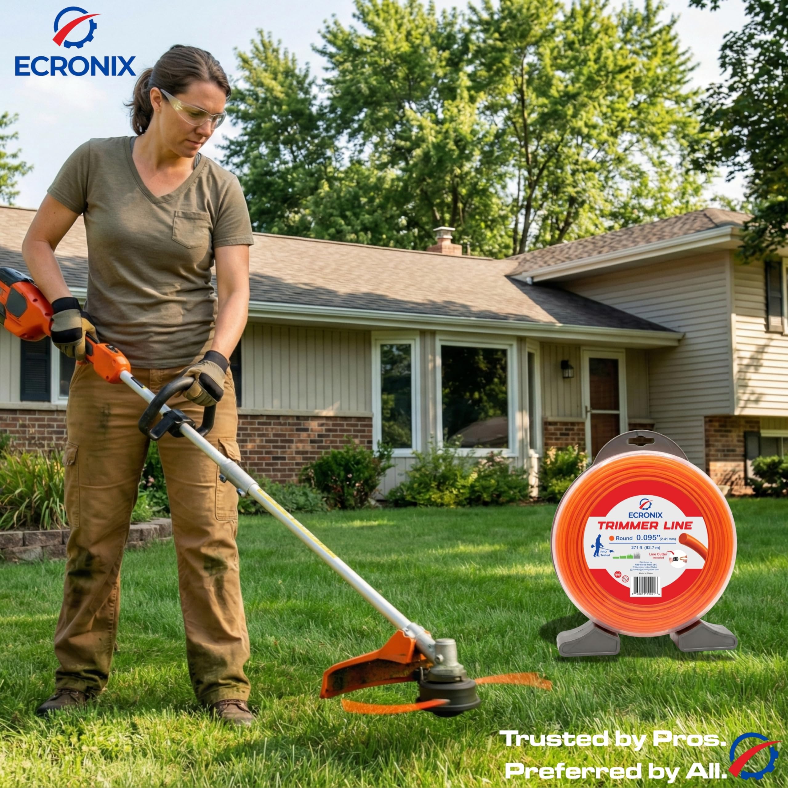 .080" Round Trimmer Line (409 ft / 1 lb Donut Spool) - All-Purpose Weed Wacker String & Weed Eater Line for Gas & Battery Trimmers - Smooth Feed Replacement Cord - Free Cutter Included