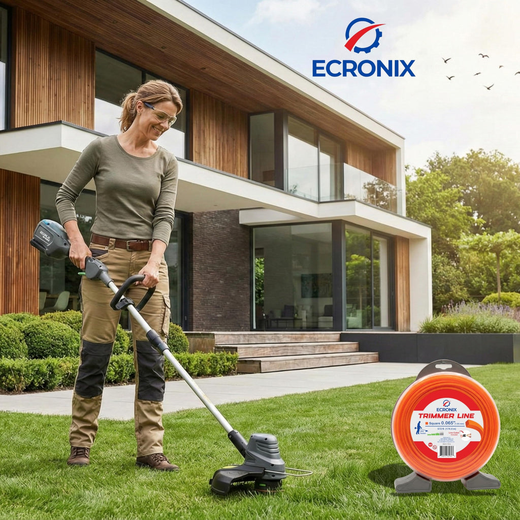 .155" Square Trimmer Line (97 ft / 1 lb) - Industrial Weed Wacker String & Weed Eater Line for Fixed-Head Trimmers ONLY - Heavy Brush Cutter Cord - Free Cutter Included