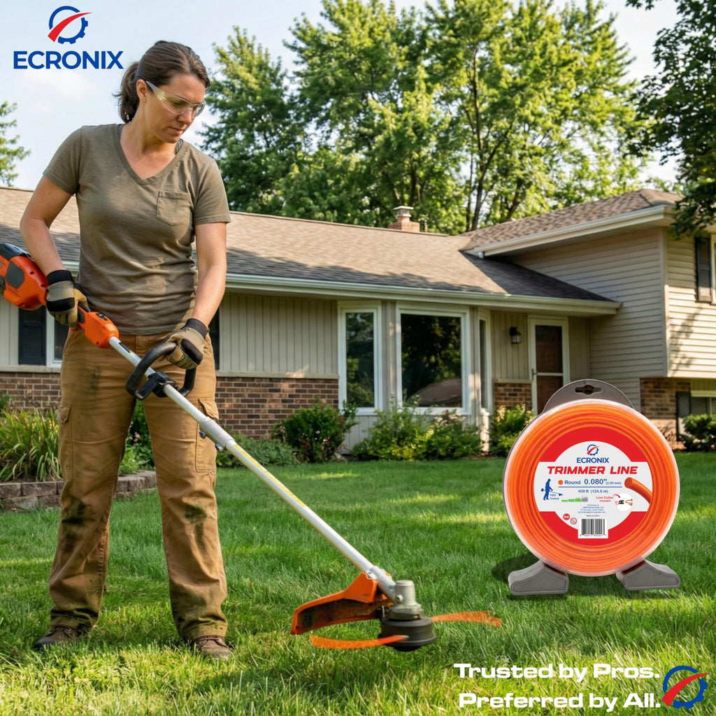 .080" Round Trimmer Line (409 ft / 1 lb Donut Spool) - All-Purpose Weed Wacker String & Weed Eater Line for Gas & Battery Trimmers - Smooth Feed Replacement Cord - Free Cutter Included