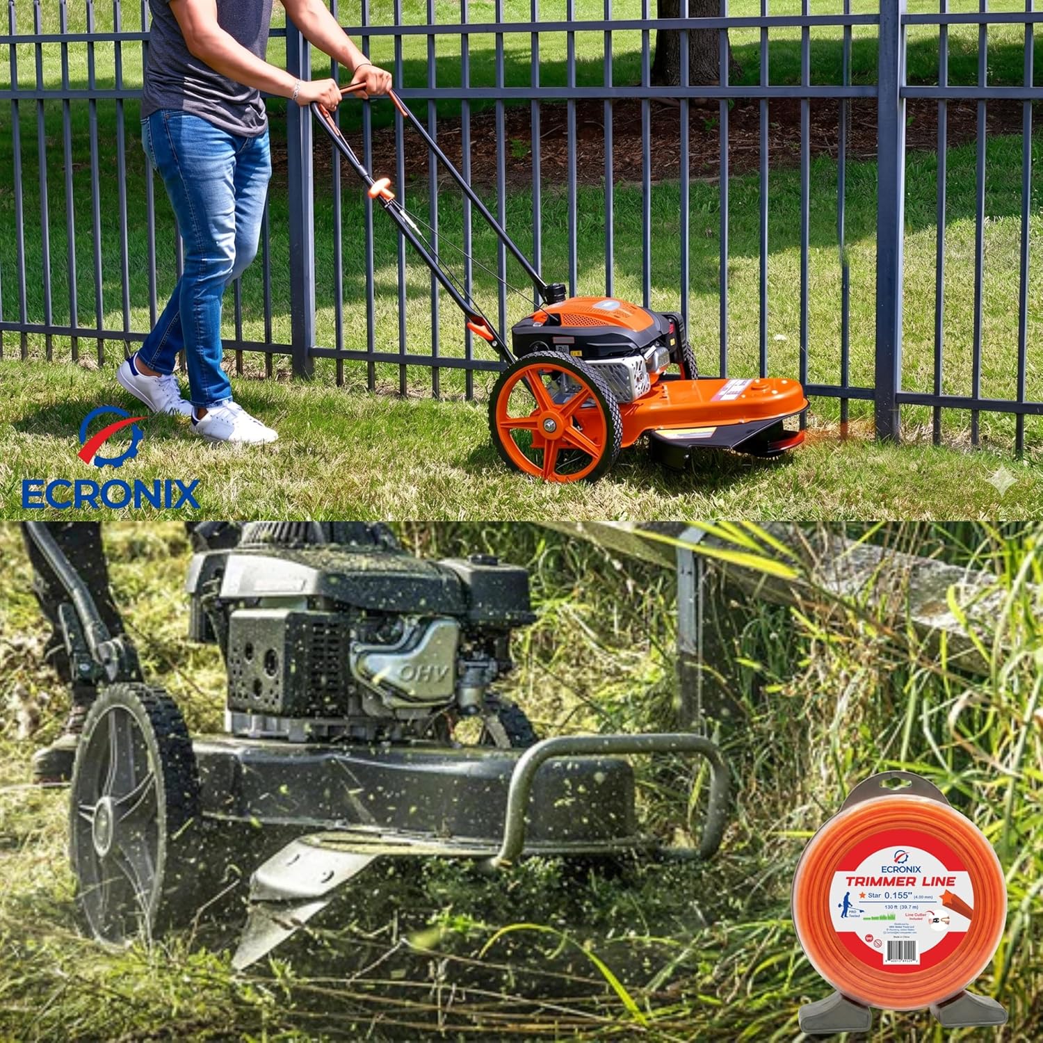 .155" Star Trimmer Line (130 ft / 1 lb Donut Spool) - Industrial Weed Wacker String & Weed Eater Line for Fixed-Head Trimmers ONLY - Heavy Duty 5-Point Brush Cutter Cord - Free Cutter
