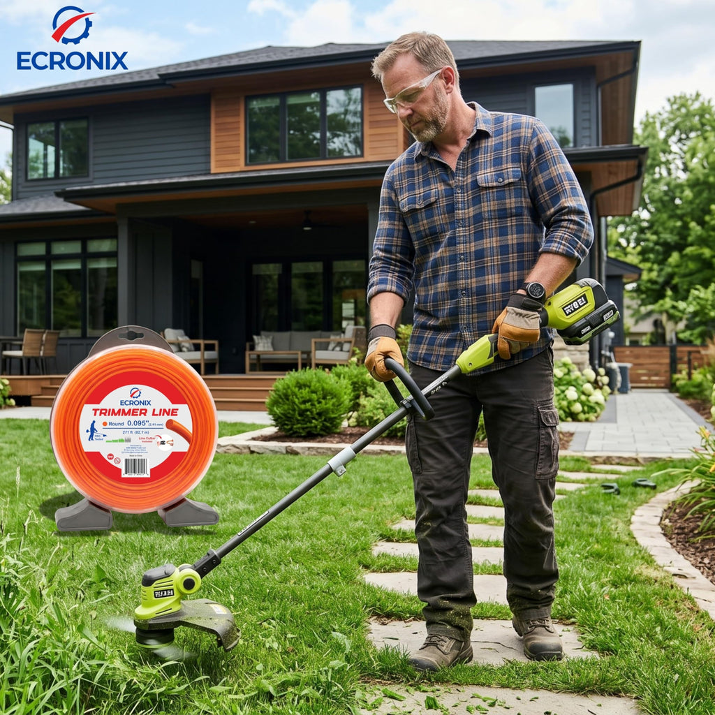 .080" Round Trimmer Line (409 ft / 1 lb Donut Spool) - All-Purpose Weed Wacker String & Weed Eater Line for Gas & Battery Trimmers - Smooth Feed Replacement Cord - Free Cutter Included