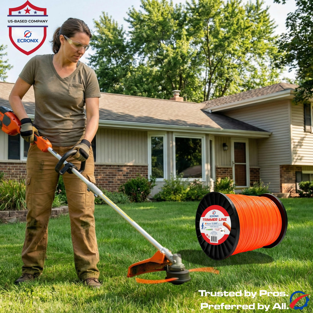 .080" Round Trimmer Line (409 ft / 1 lb Donut Spool) - All-Purpose Weed Wacker String & Weed Eater Line for Gas & Battery Trimmers - Smooth Feed Replacement Cord - Free Cutter Included