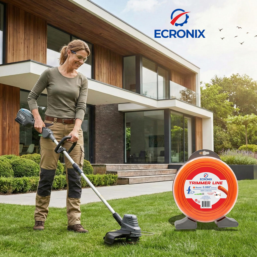 .080" Round Trimmer Line (409 ft / 1 lb Donut Spool) - All-Purpose Weed Wacker String & Weed Eater Line for Gas & Battery Trimmers - Smooth Feed Replacement Cord - Free Cutter Included