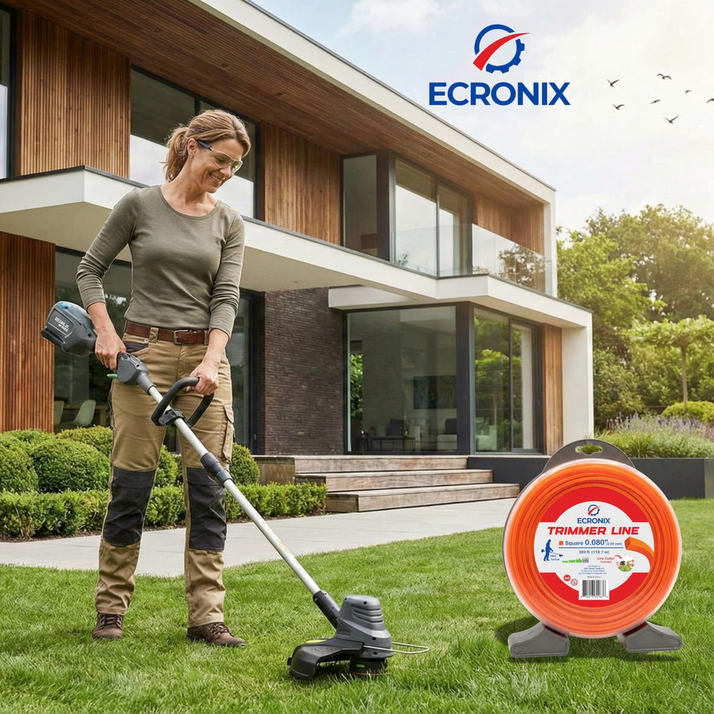 .155" Square Trimmer Line (97 ft / 1 lb) - Industrial Weed Wacker String & Weed Eater Line for Fixed-Head Trimmers ONLY - Heavy Brush Cutter Cord - Free Cutter Included